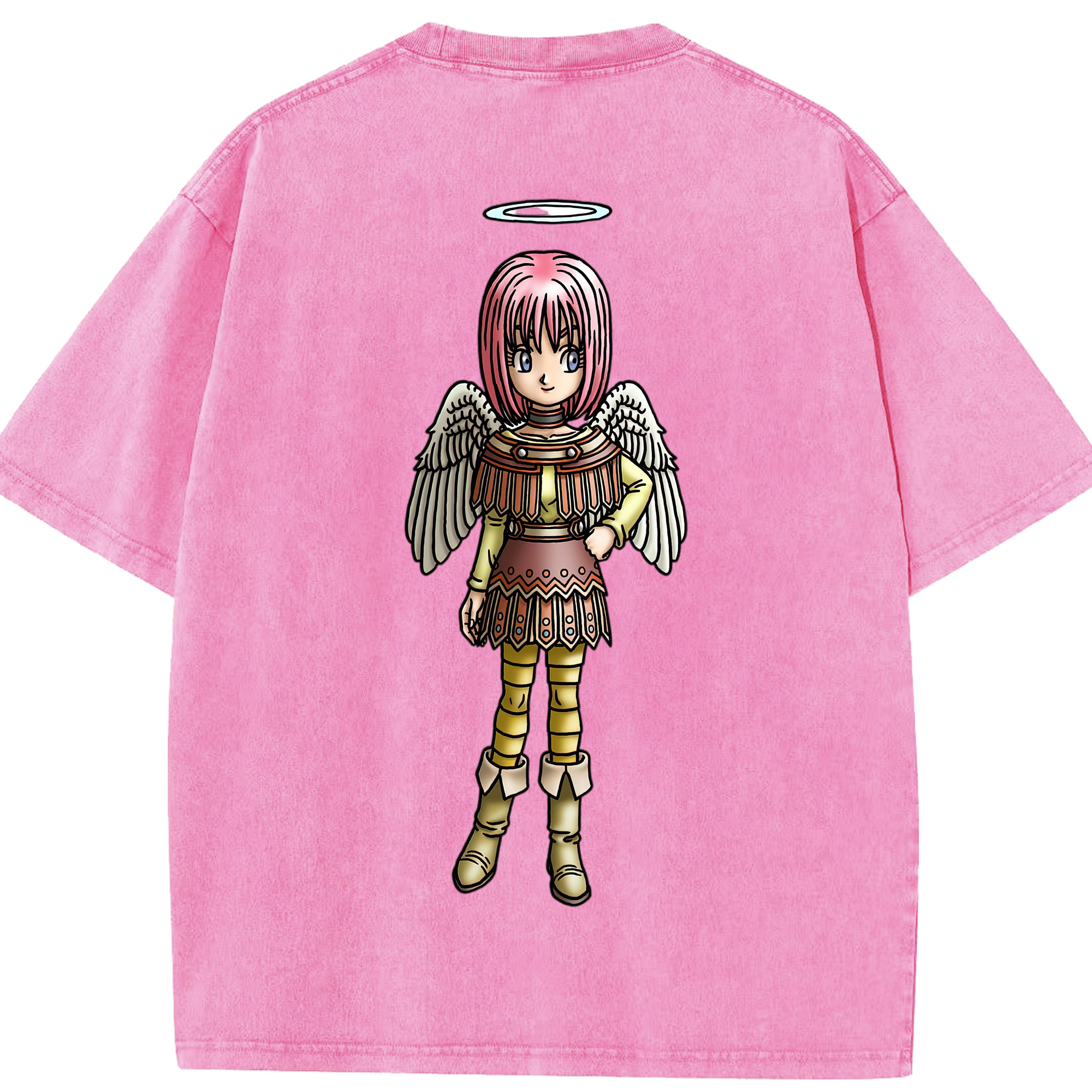 （画像用） ドラゴンクエスト Doragon Kuesuto Dragon Quest 綿100% ヴィンテージ風 半袖Tシャツ（背面プリント）